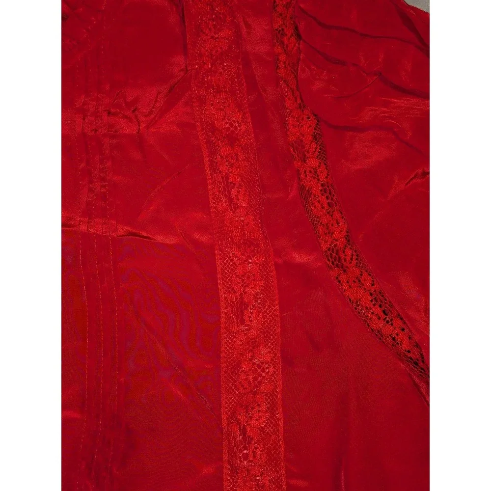 J.Crew CN519 Red Lace Trim Pintuck Ruffle Blouse‎ Top Size 0 NWT  $98